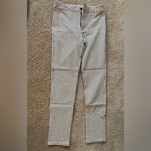 SHEIN plaid black and white slim leg trousers, stretchy material, size L